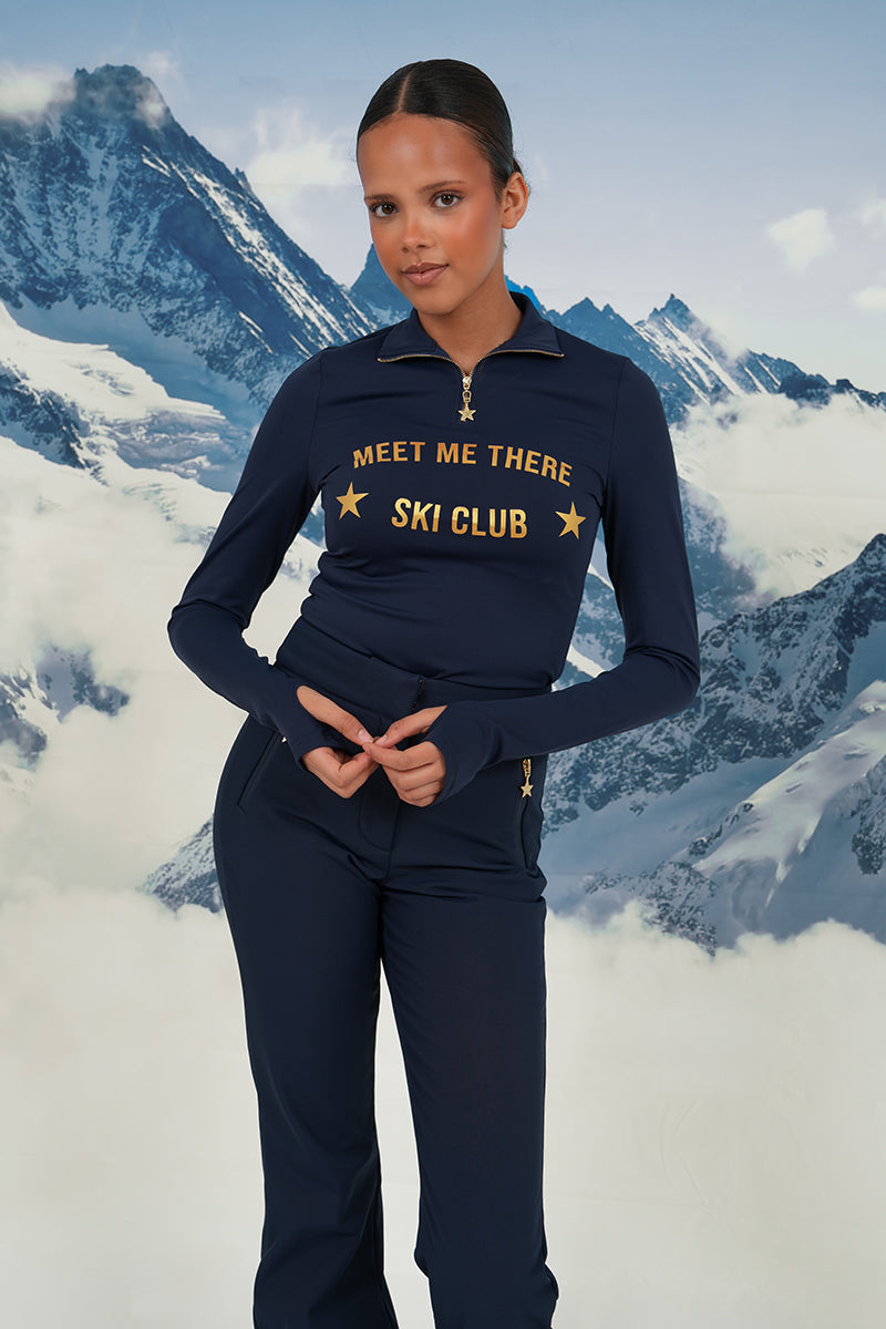 "Ski club" ski pully navy