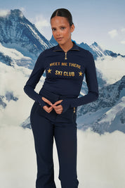 "Ski club" ski pully navy