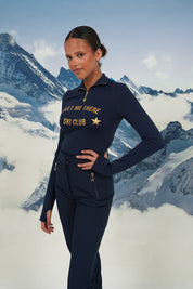 "Ski club" ski pully navy