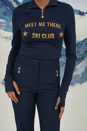 "Ski club" ski pully navy