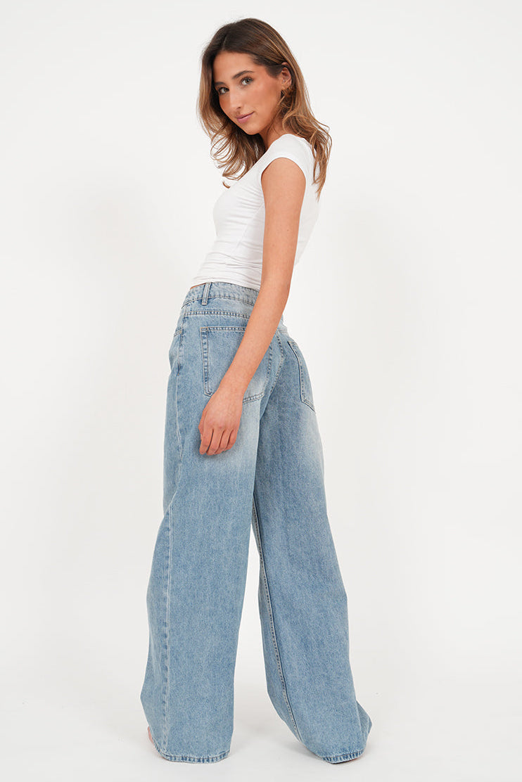 "Austin" wide leg jeans light blue