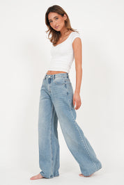 "Austin" wide leg jeans light blue