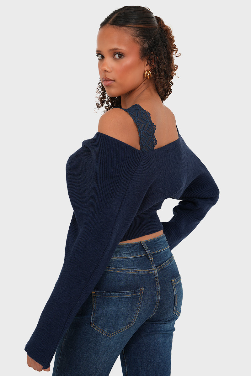 "Lace" sweater navy