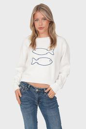 "Fisk” sweater white