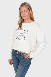 "Fisk” sweater white