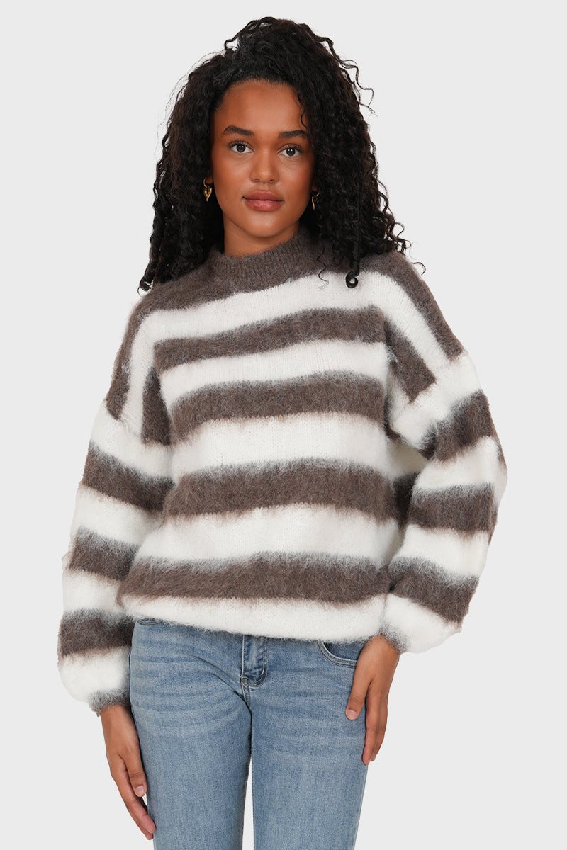 “Annabelle” sweater striped brown