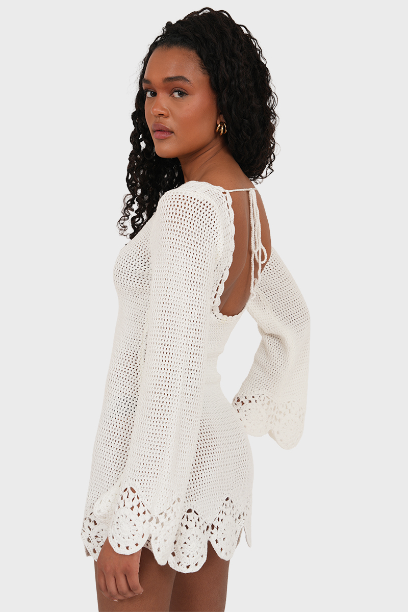 crochet dress near me Destination Mini Dress ~ White Crochet Show Me Your Mumu