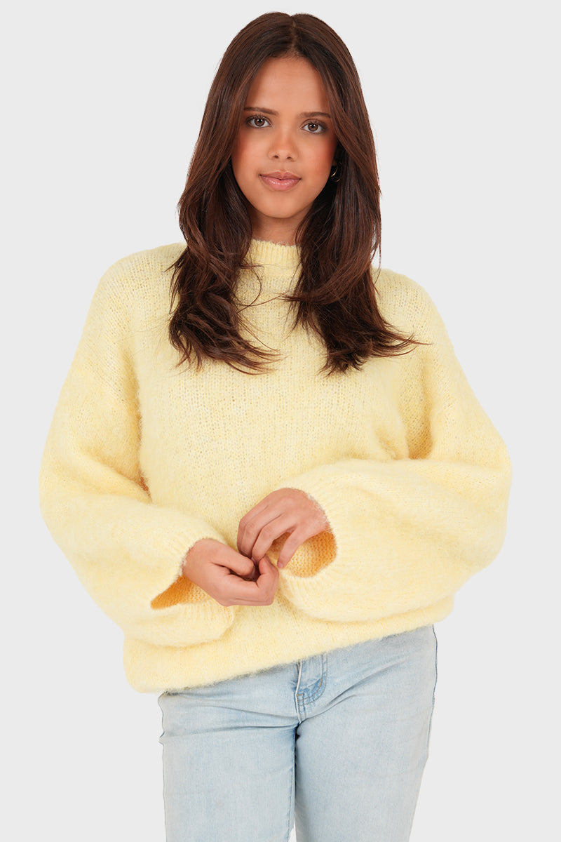 Pull "Ame" jaune clair