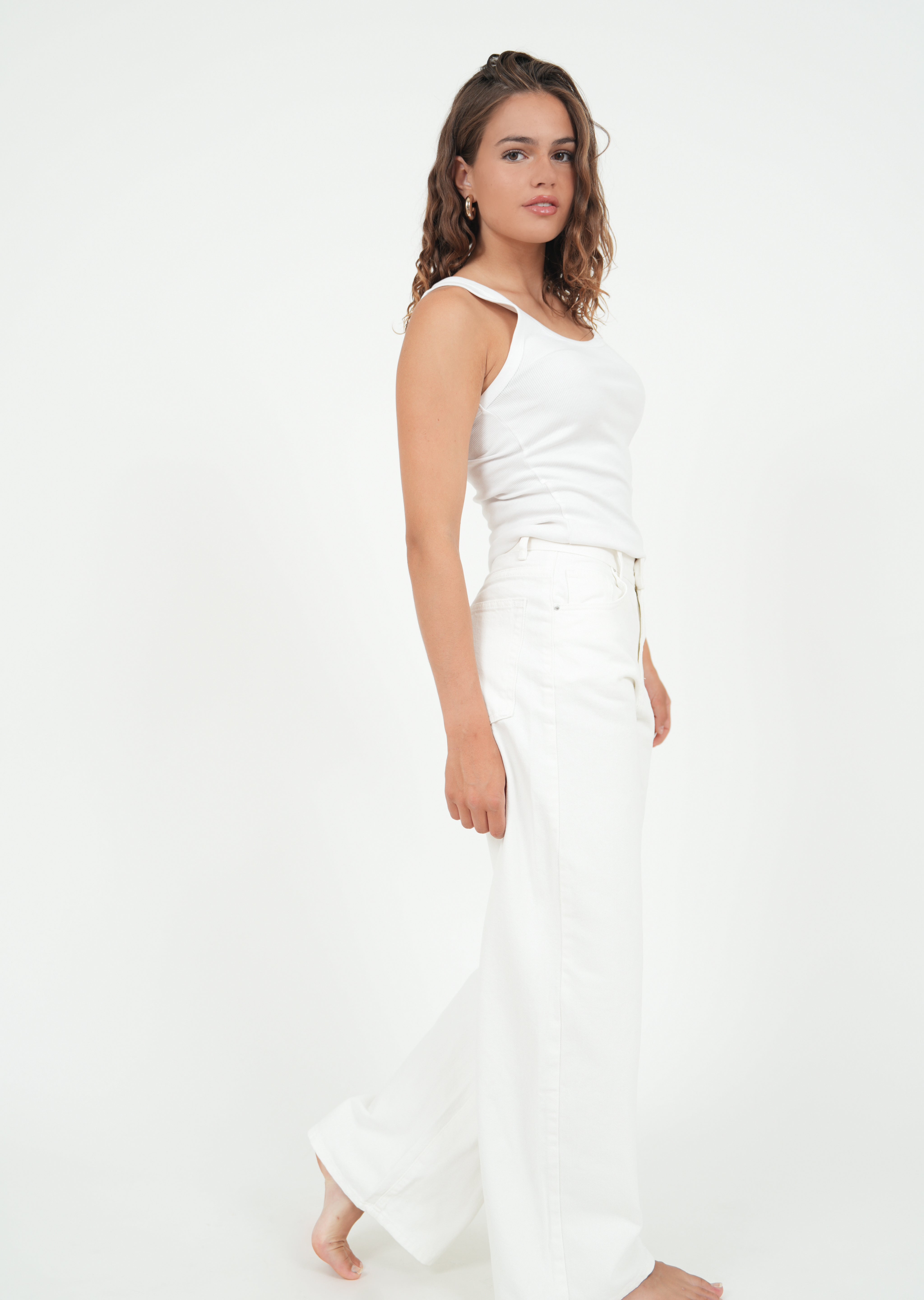 "Wide leg" jeans white