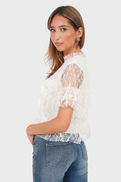 "Fleur" top white