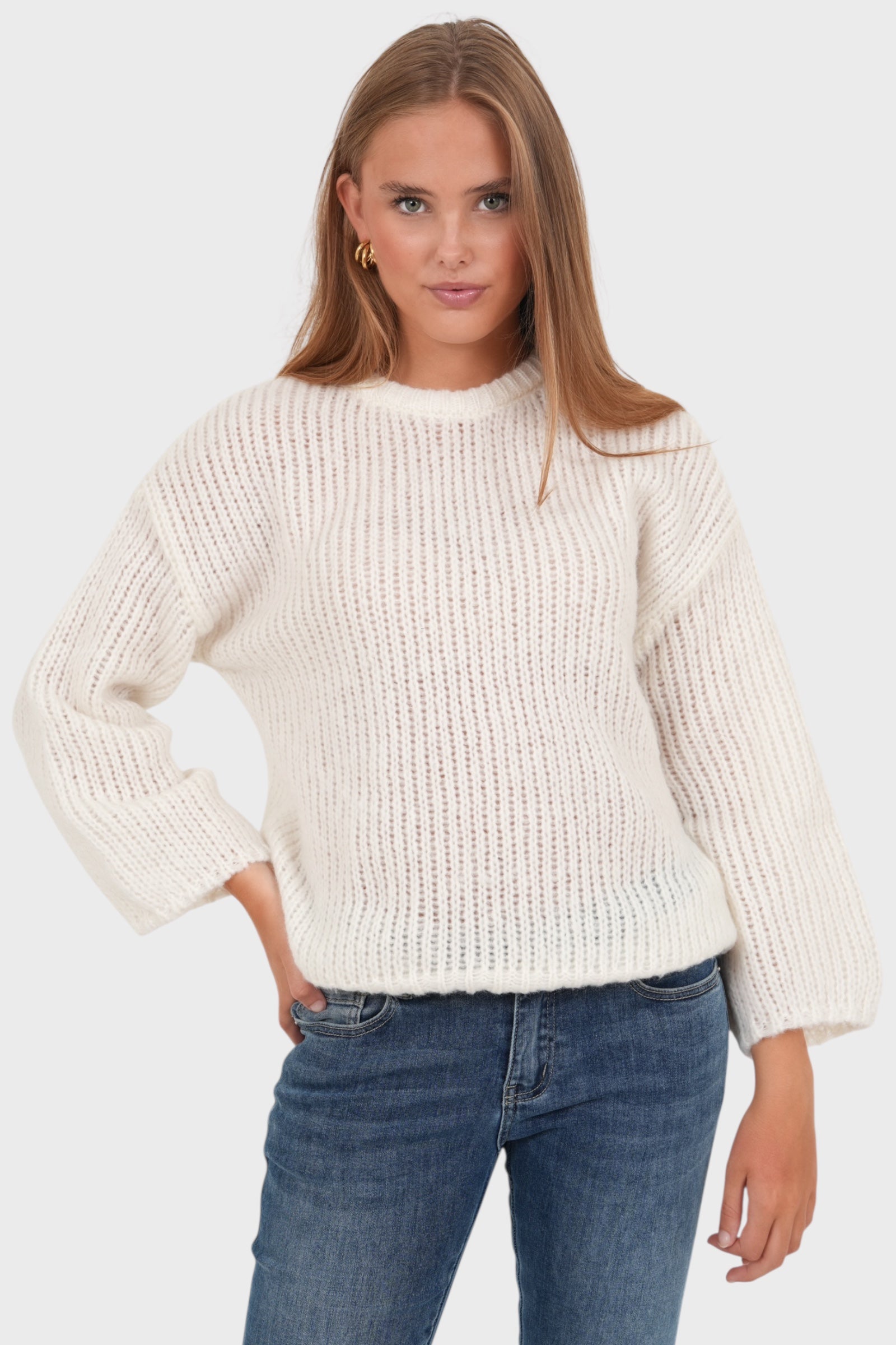 "Bisous" sweater white