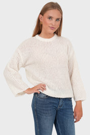 "Bisous" sweater white