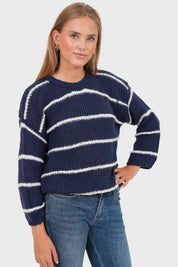 "Bisous" sweater navy