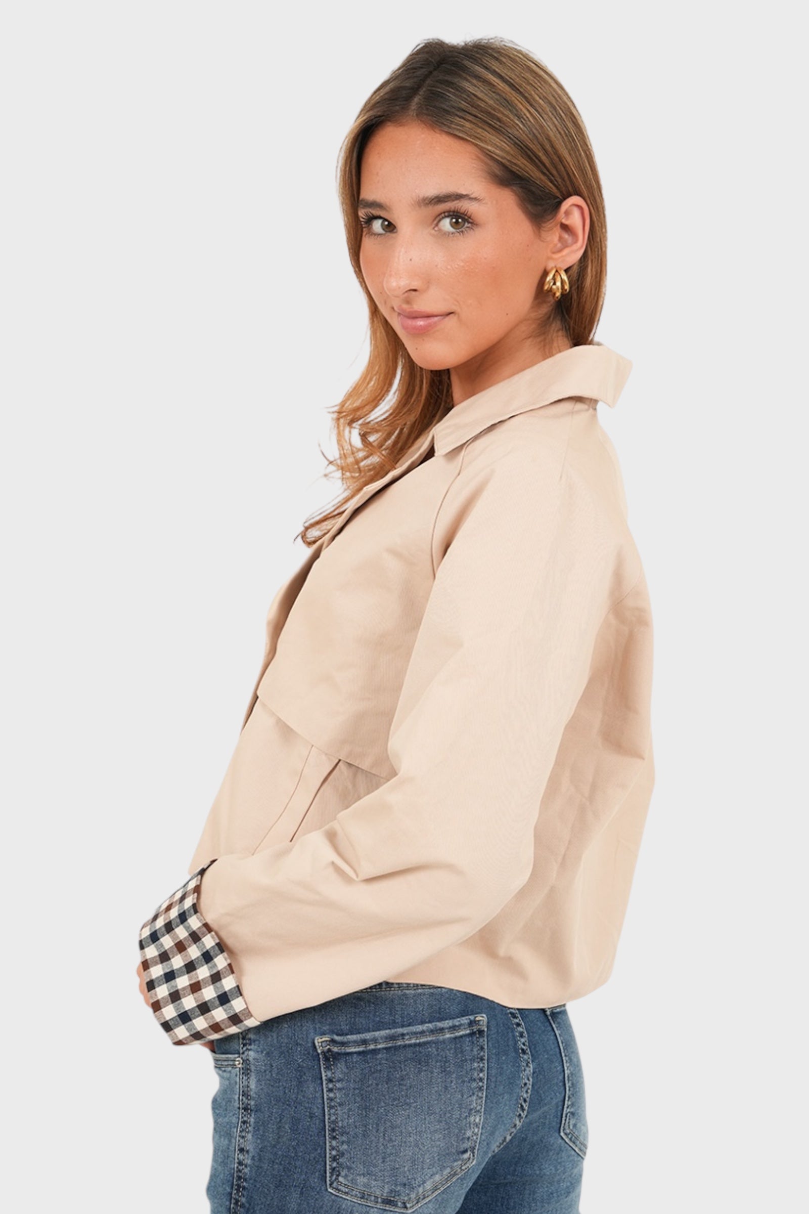 "Checked" trenchcoat beige (PRE ORDER)