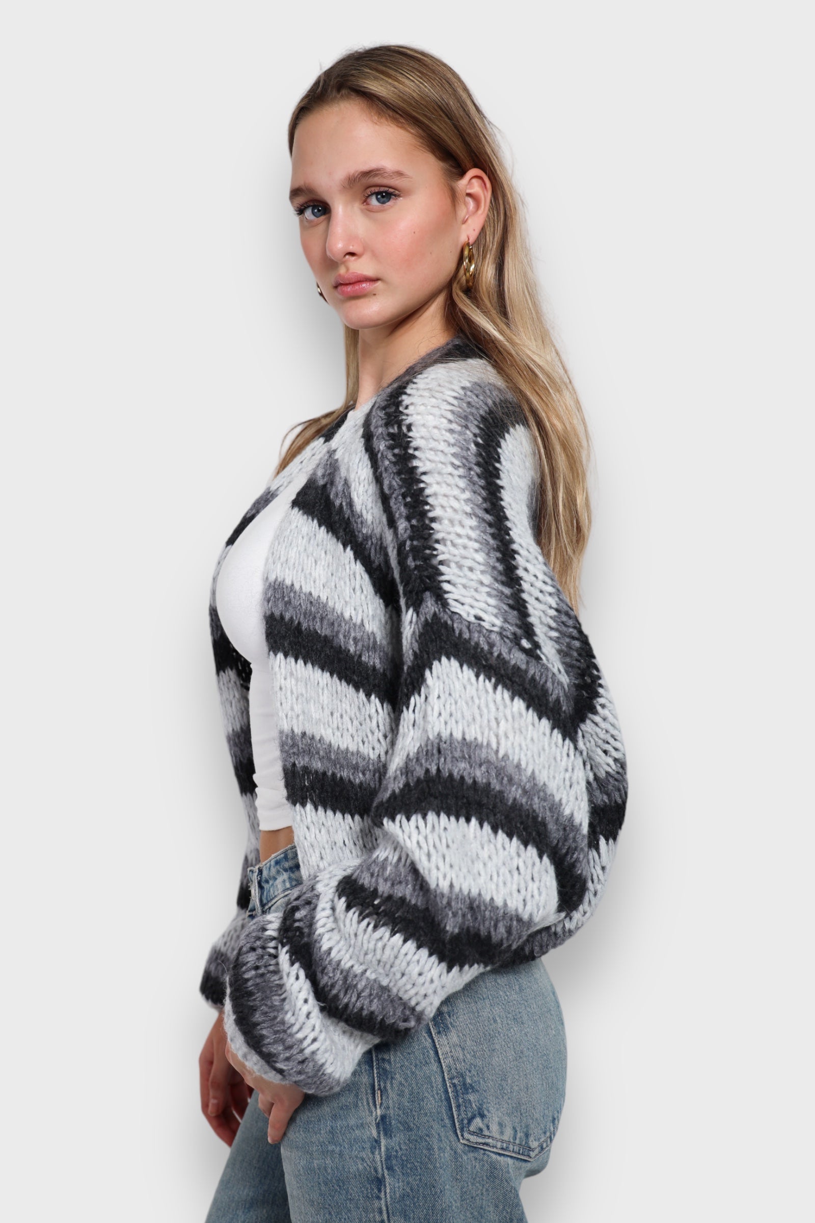 "Keep me warm" cardigan petite striped gray