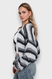 "Keep me warm" cardigan petite striped gray