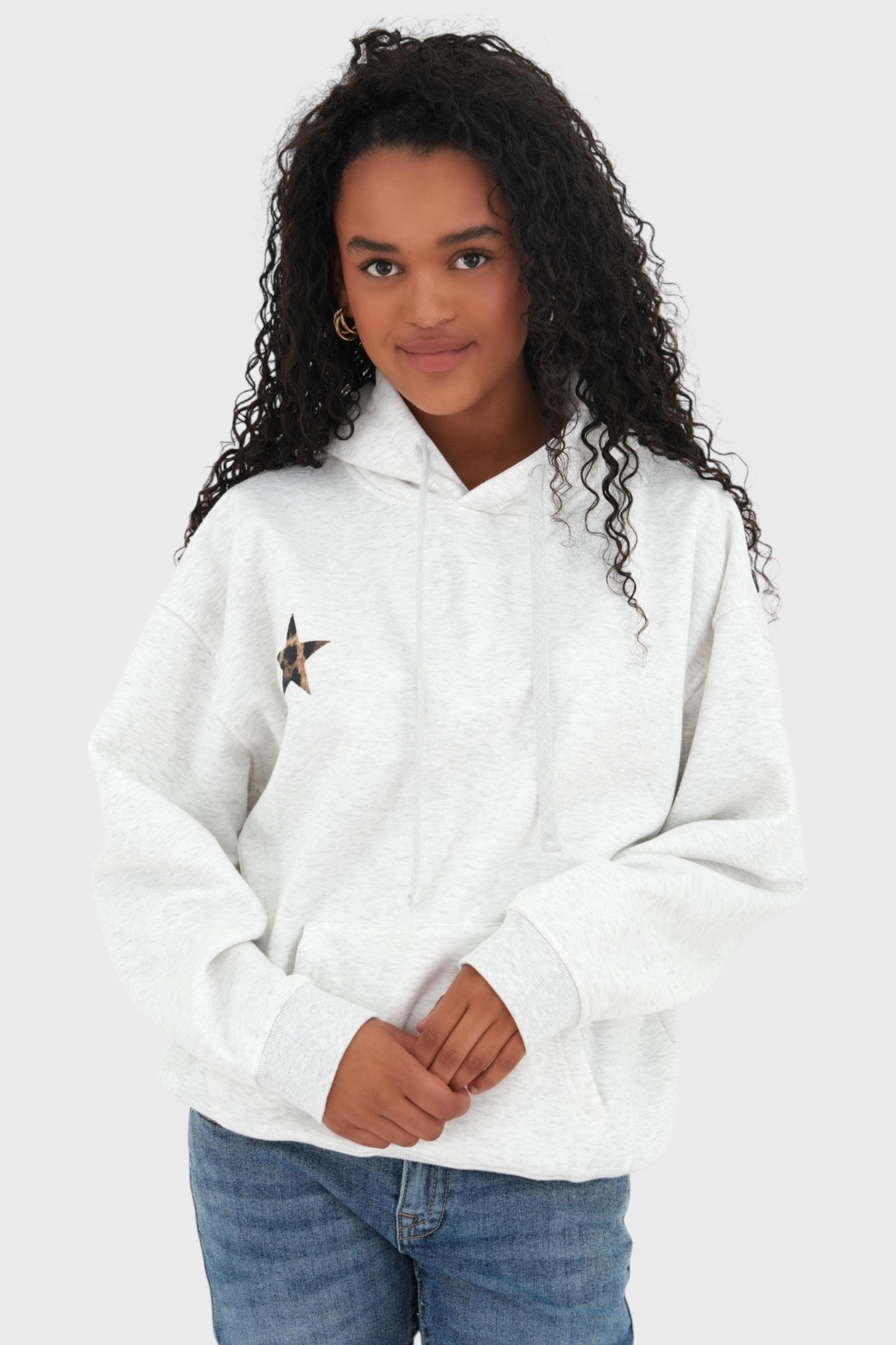"Stars" leopard hoodie grey