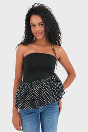 "Polkadot" top black