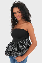"Polkadot" top black