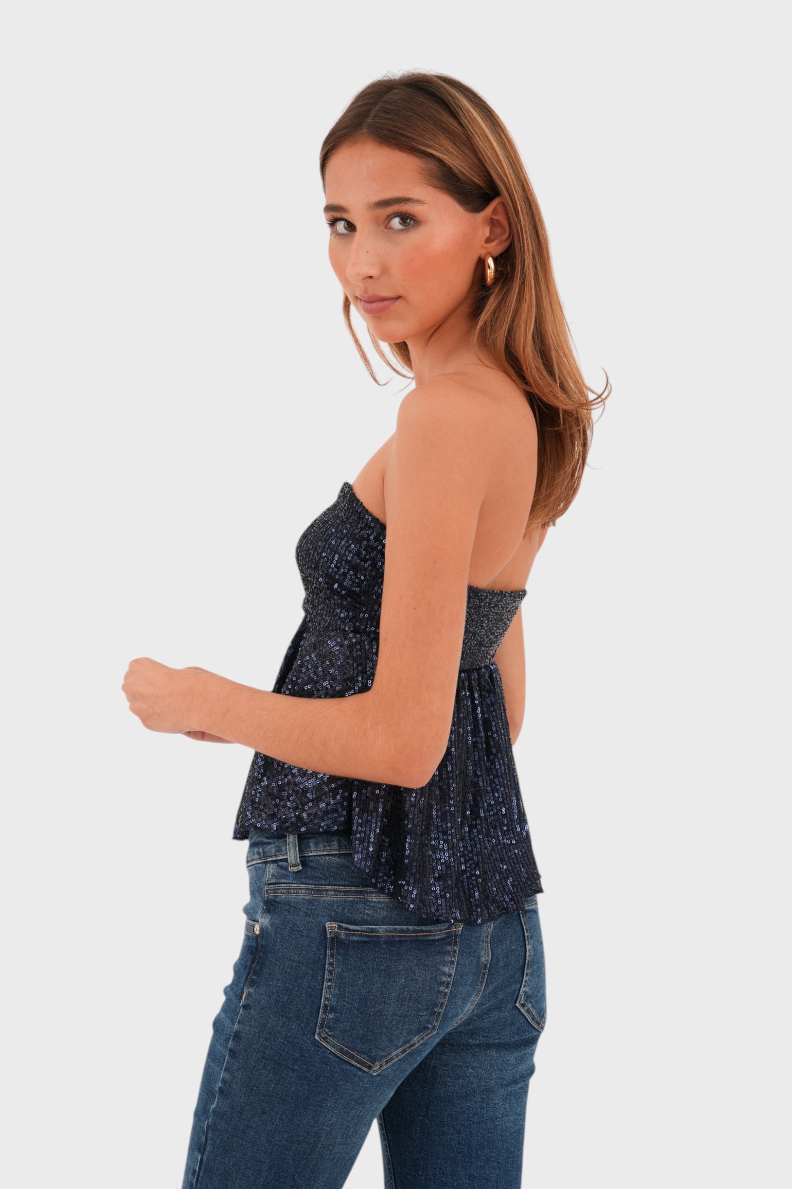 "Shimmer" top navy