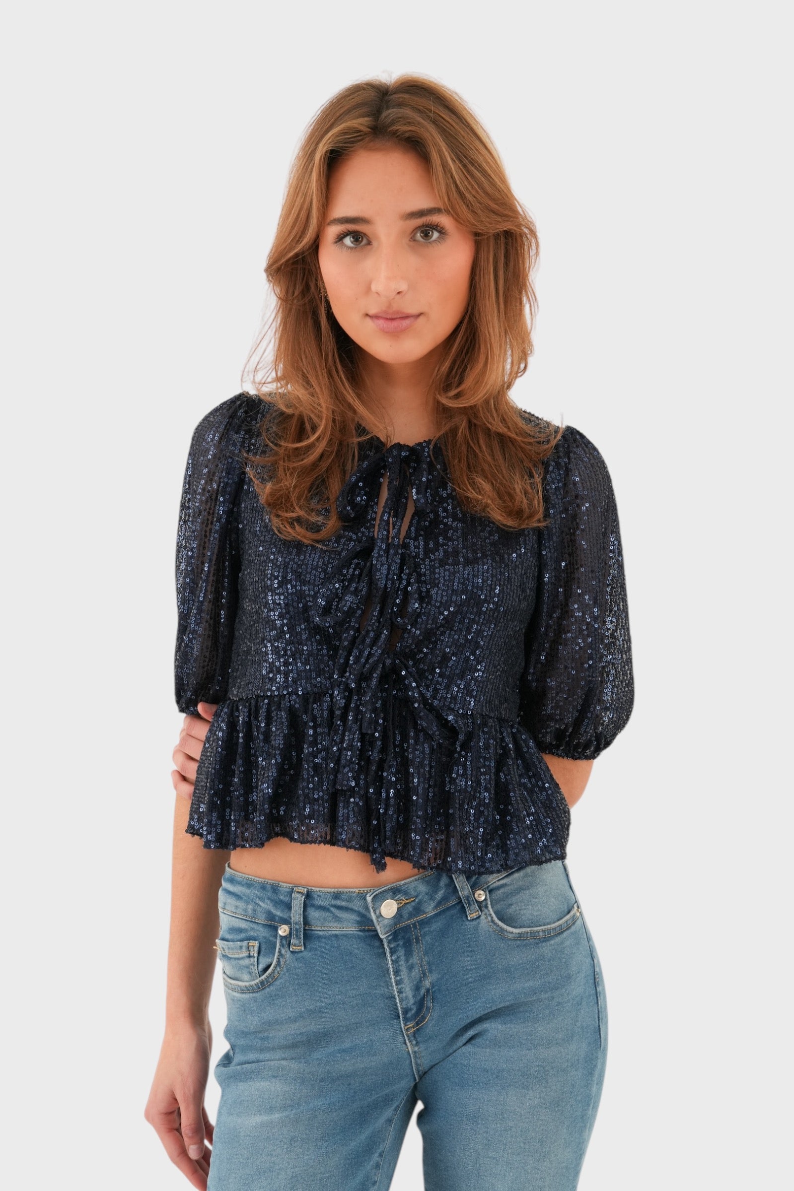 "Glitter" top navy