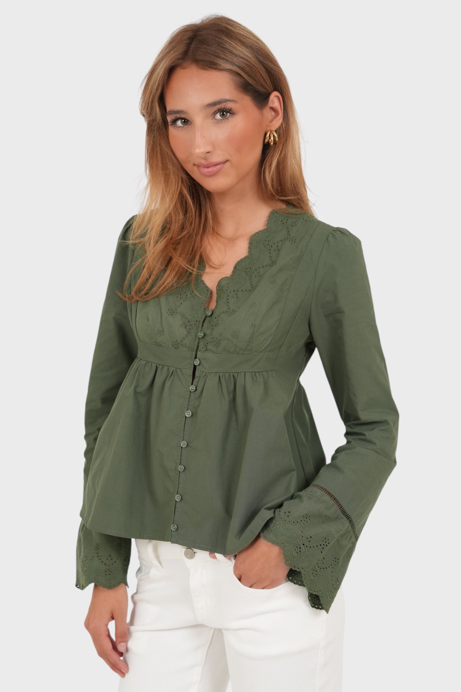 "Louie" Blouse Khaki Green