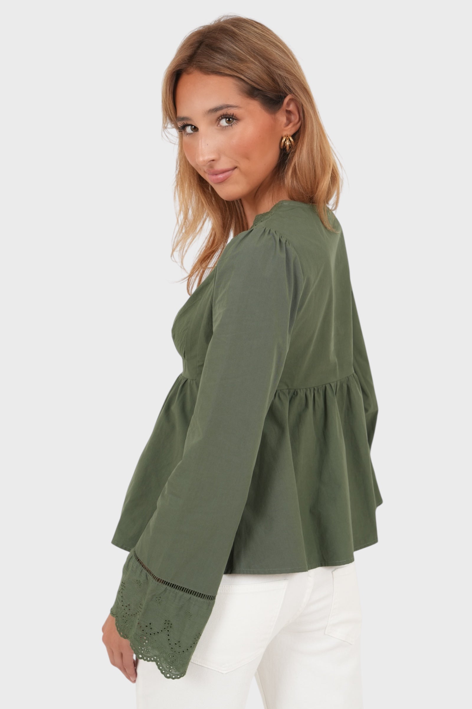 "Louie" Blouse Khaki Green