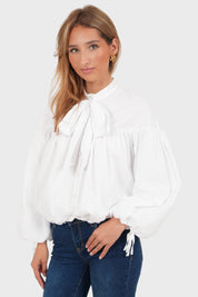 "Mohn" Bluse Weiß