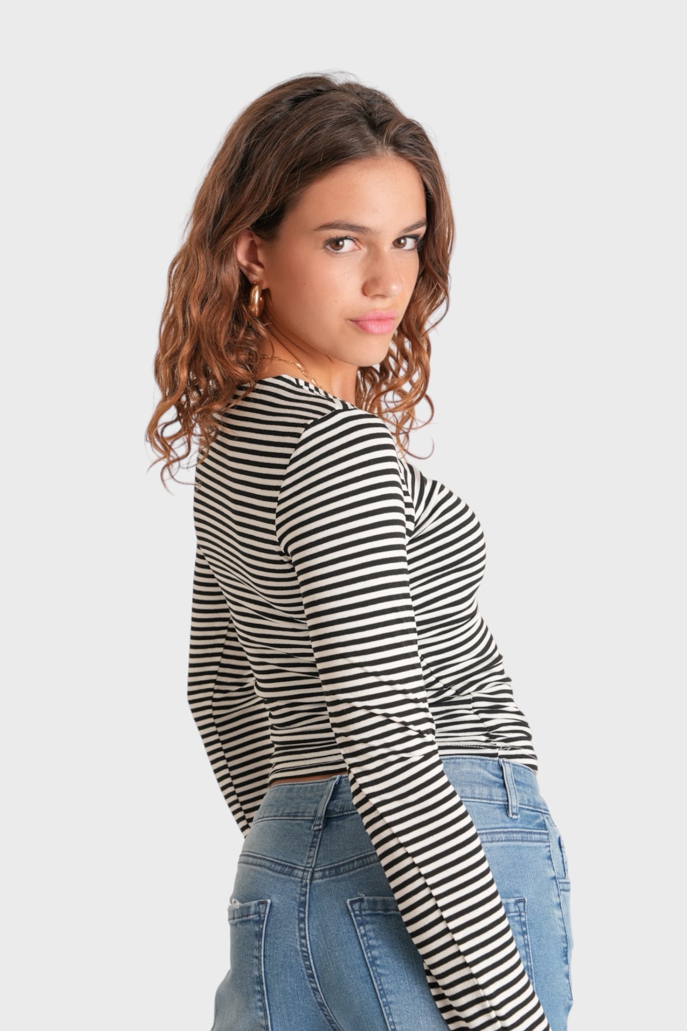 "Muse" top striped black