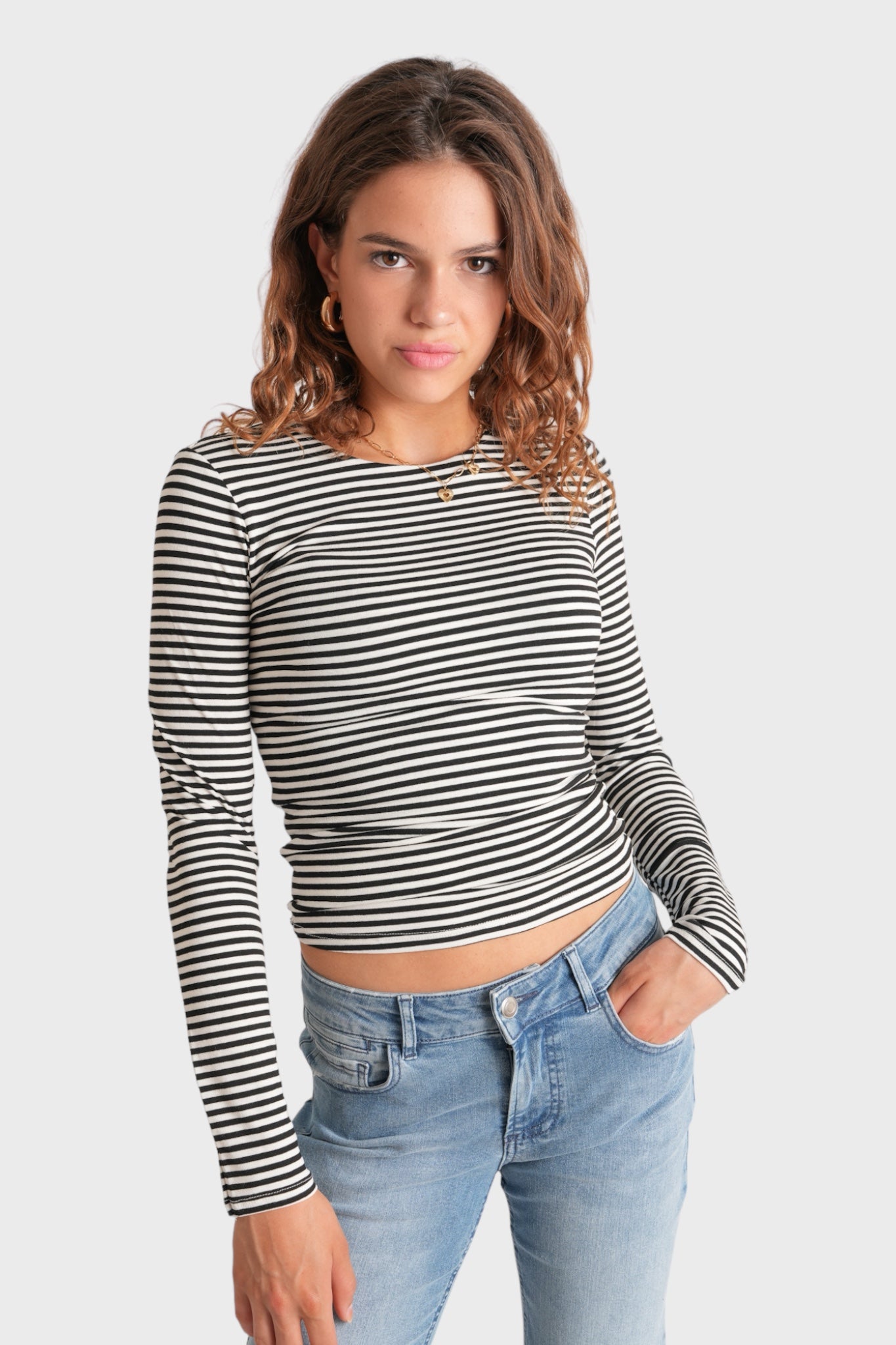 "Muse" top striped black