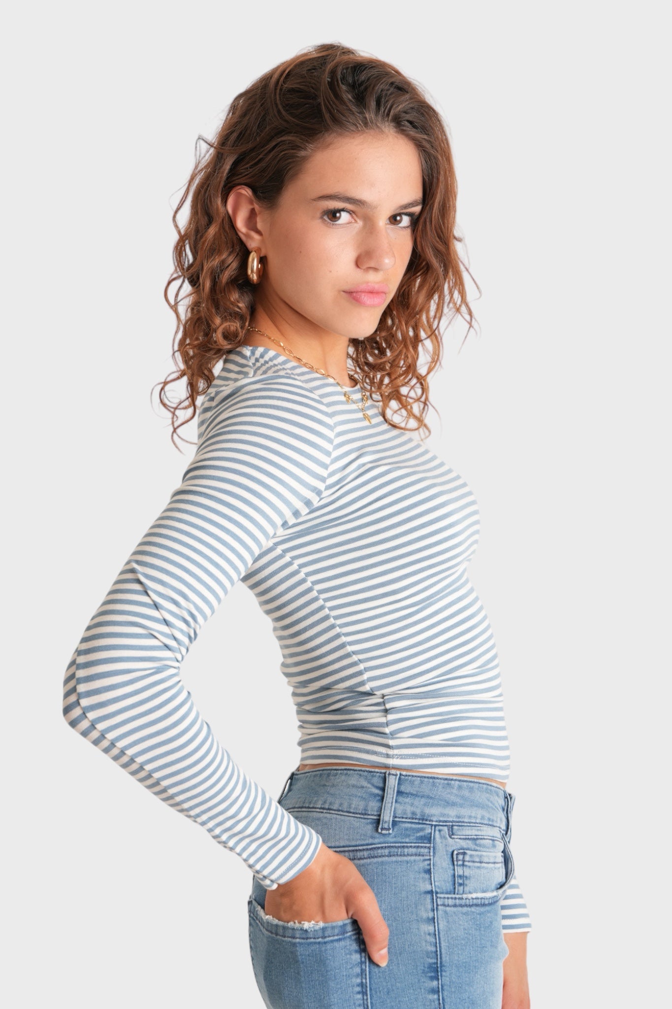 "Muse" top striped blue