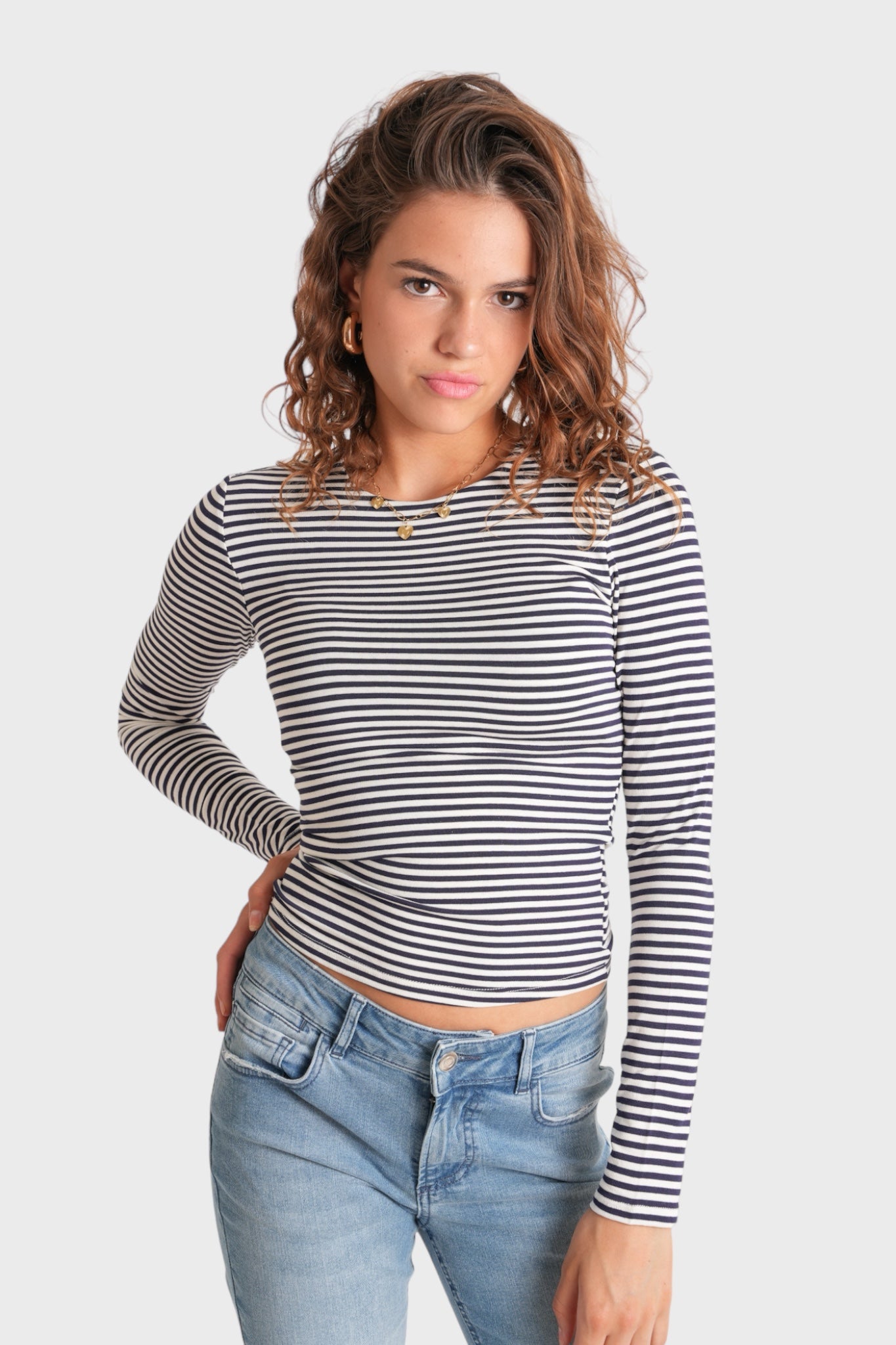 "Muse" top striped navy