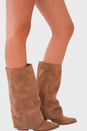 "Wildleder"-Stiefel taupe