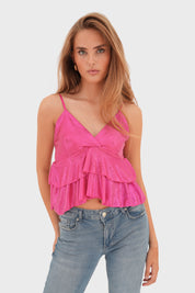 "Metallic" top pink