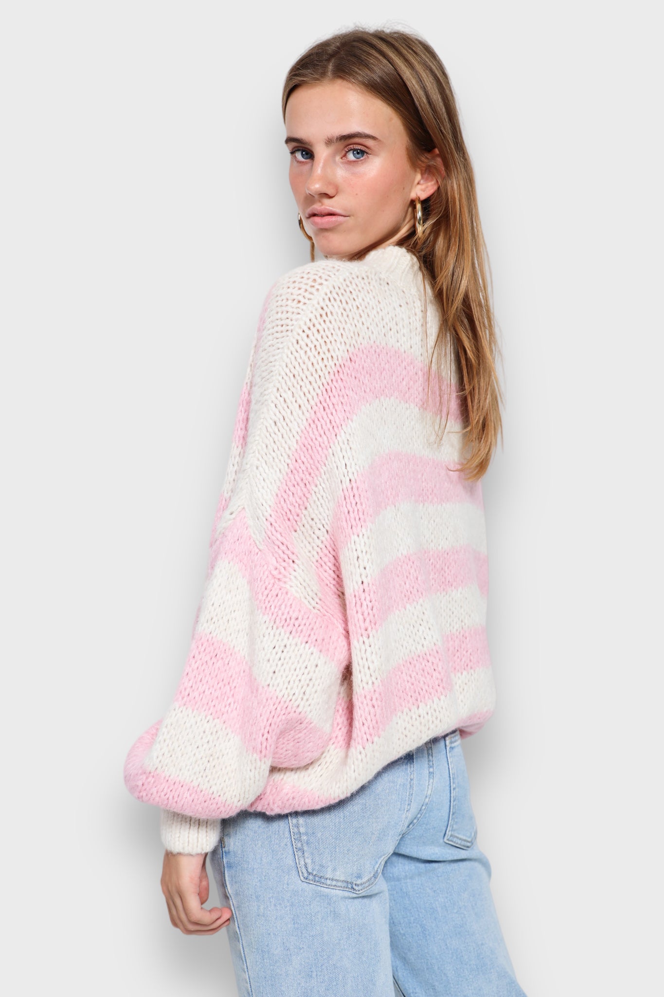 "Striped" sweater baby pink