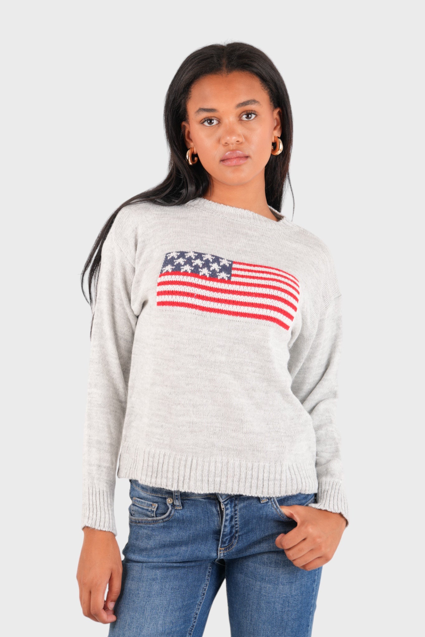 Pullover „Flag“ grau