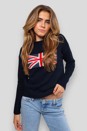 "UK flag" sweater navy