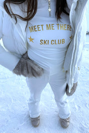 "Ski club" ski pully white