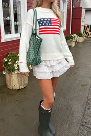 "USA” flag sweater white
