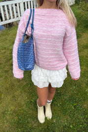 "Freja” sweater striped pink