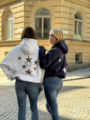 "Stars" leopard hoodie grey