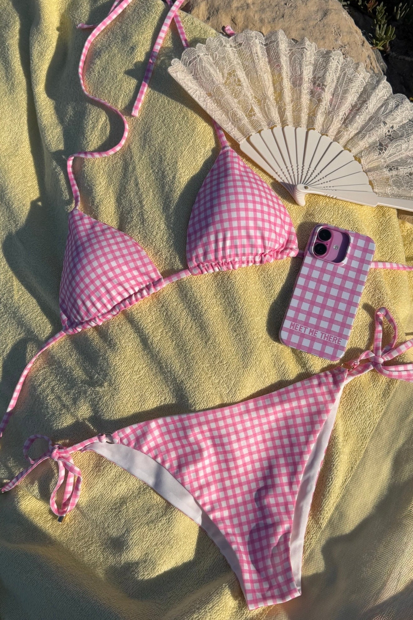 "Bella" tied bikini bottom pink