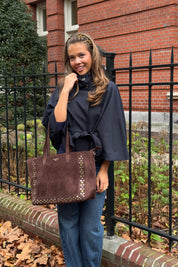 "Reese" stud bag brown