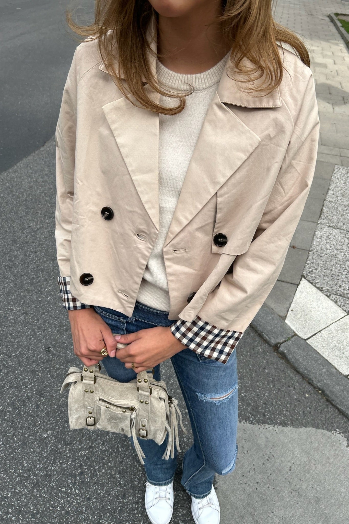 "Checked" trenchcoat beige (PRE ORDER)