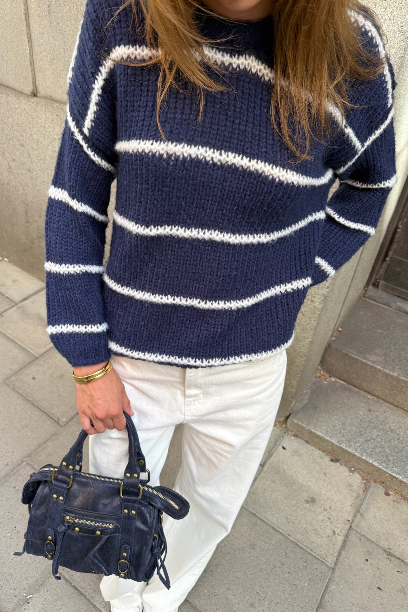 "Bisous" sweater navy