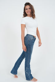 "Starry" flared jeans dark blue