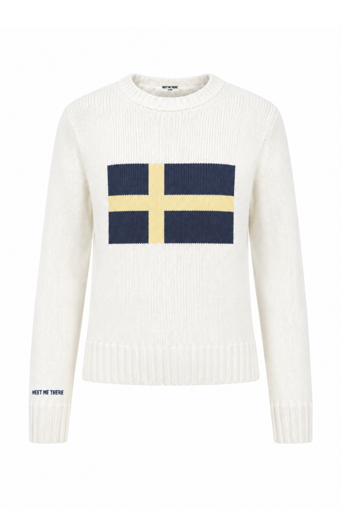 "Sweden” flag sweater white