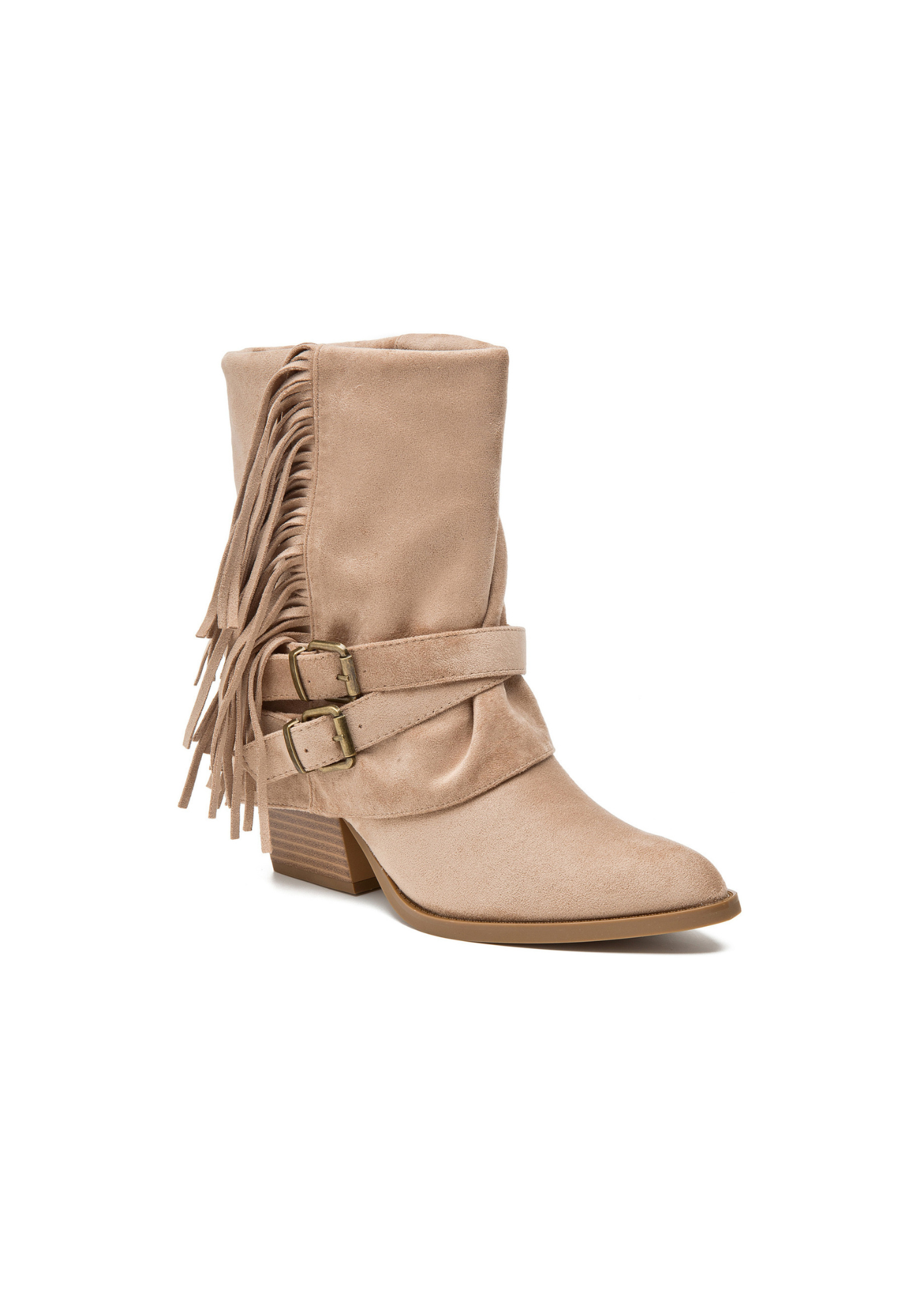 Taupe "Fringe" ankle boots