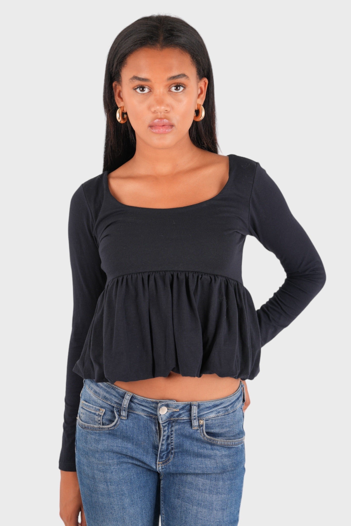 navy peplum top