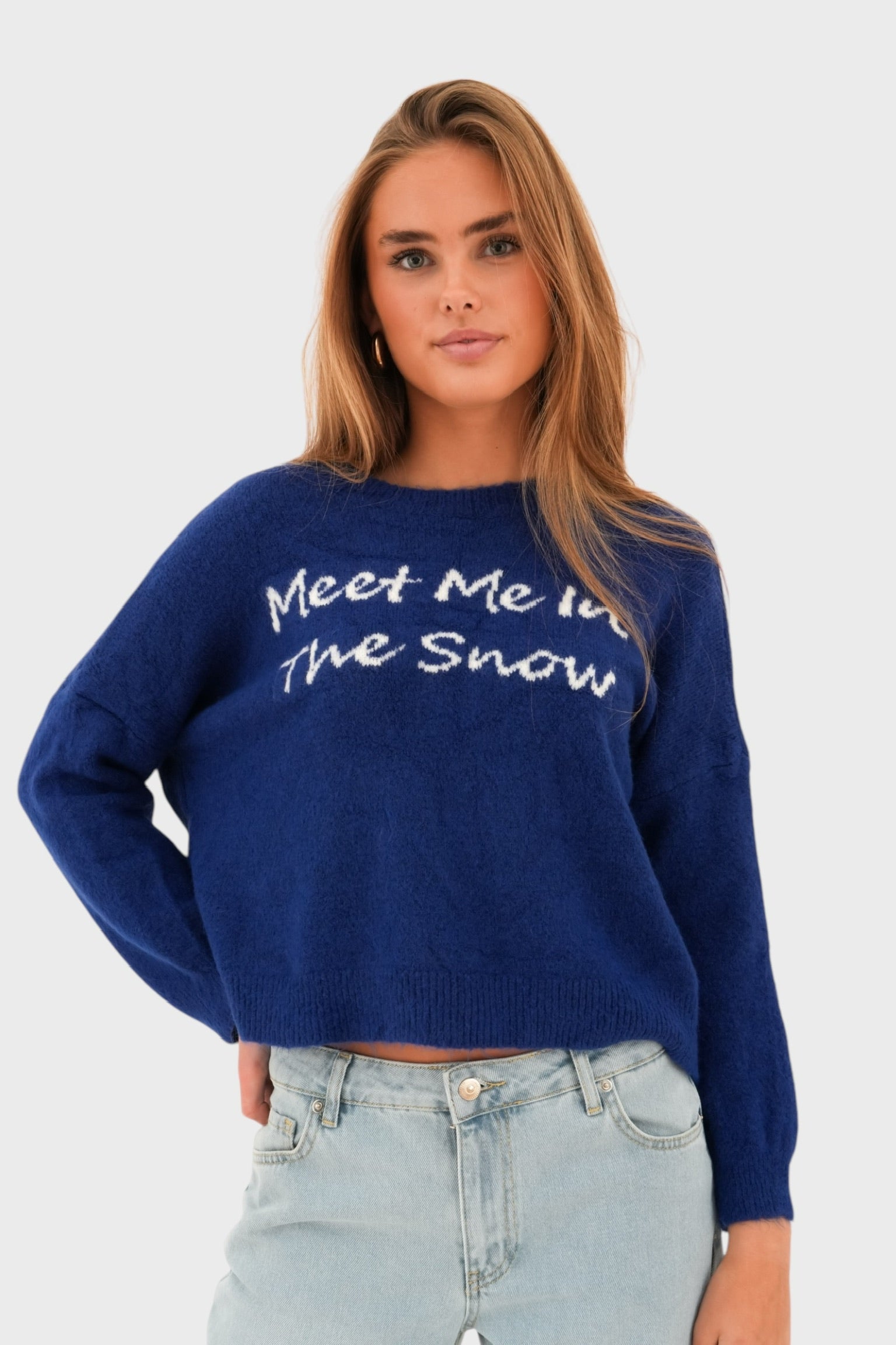 Pull "Meet me in the snow" bleu